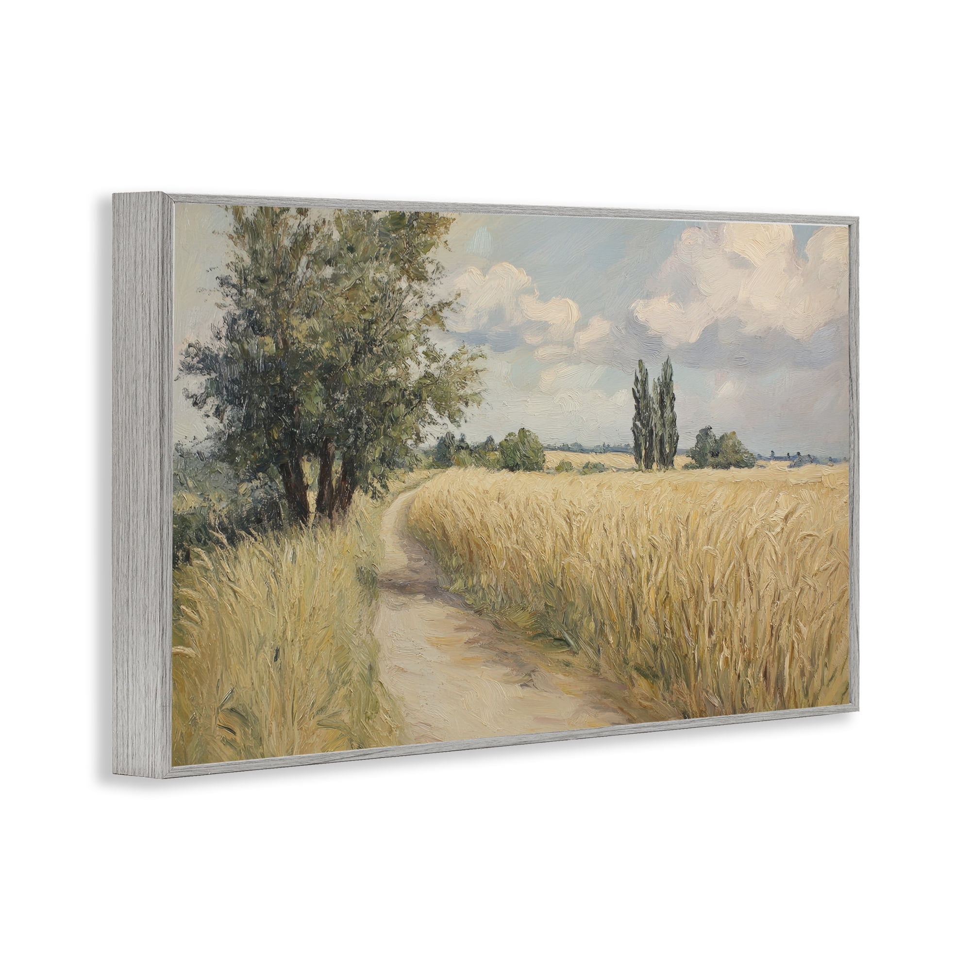 Stupell Industries Quiet Path Through Wheat Gray Framed Giclee Art, design by Petal Prints Design