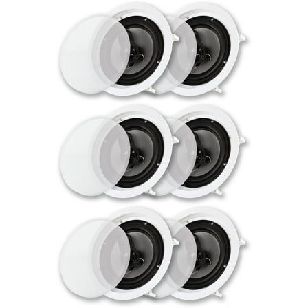 Acoustic Audio CS-IC83 In Ceiling Wall 8" Speaker 3 Pair Pack 3 Way Home Theater Flush Mount
