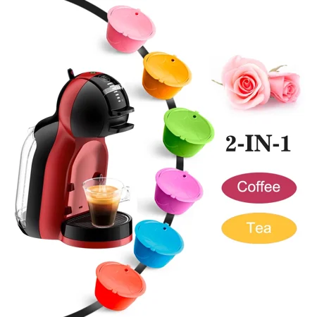 

i Cafilas Rusable Coffee Filters Refillable Capsule Pods for Dolce Gusto Colorful Set of 6(pink yellow green purple blue red)