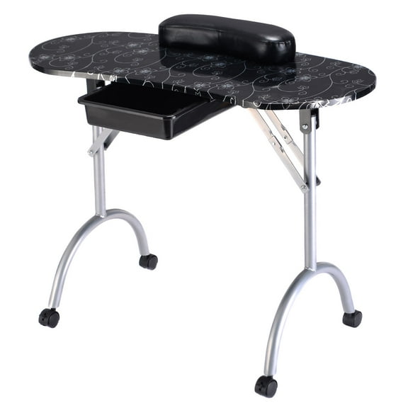 Patiojoy Portable Nail Table Station Folding Manicure Nail Desk with Drawer & Wrist Rest