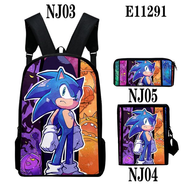 3 Piezas Sonic mochila Mochila Escolar Anime sonic Hedgehog Bolsa De Mensajero Estuche De Lápices De Gran Capacidad 3D
