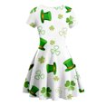thumbnail image 3 of St Patricks Day Dress Girls Size 8 Irish Shamrock Print Short Sleeve Sleepwear Nightgowns Summer Loungewear Princess Dresses X03-White 8-9 Years, 3 of 3