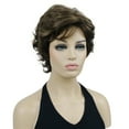 thumbnail image 6 of Women's Short Curly Wavy Wig Synthetic Hair Full Wig for Daily Use, 6 inches, Brown with Highlights, 6 of 9