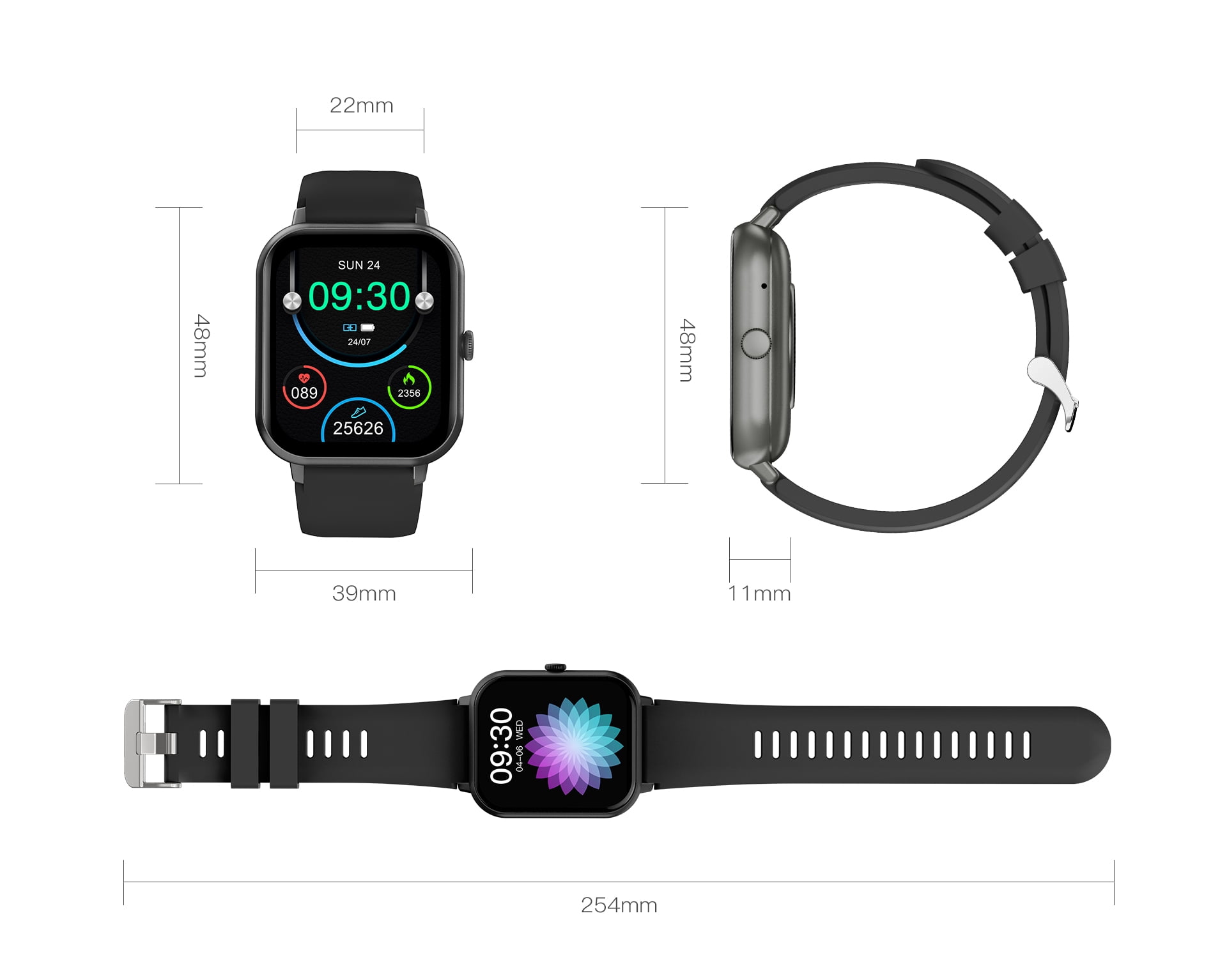 Compatible for iPhone 16 Smart Watch with Voice Command for Men, Health Monitoring, Heart Rate Tracker, Bluetooth Call, Waterproof, 7-Day Battery - Black