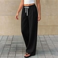 thumbnail image 6 of DJDLJWCJ Teen Girls Fleece Lined Sweatpants 5-15 Thickened Winter Warm Wide Leg Athletic Pants Elastic Waist Side Pocket Casual Pants Black Size 7, 6 of 9