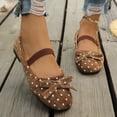thumbnail image 5 of Ounisa Women Polka Dot Mary Jane Flats Bow Decor Soft Non Slip Sole Flock Casual Ballet Shoes Daily Dating Shopping Street Footwear, 5 of 7