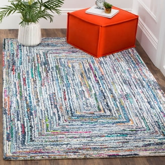 SAFAVIEH Nantucket Collection Accent Rug - 2' x 3', Multi, Handmade Boho Abstract Burst Cotton, Ideal for High Traffic Areas in Entryway, Living Room, Bedroom (NAN319A