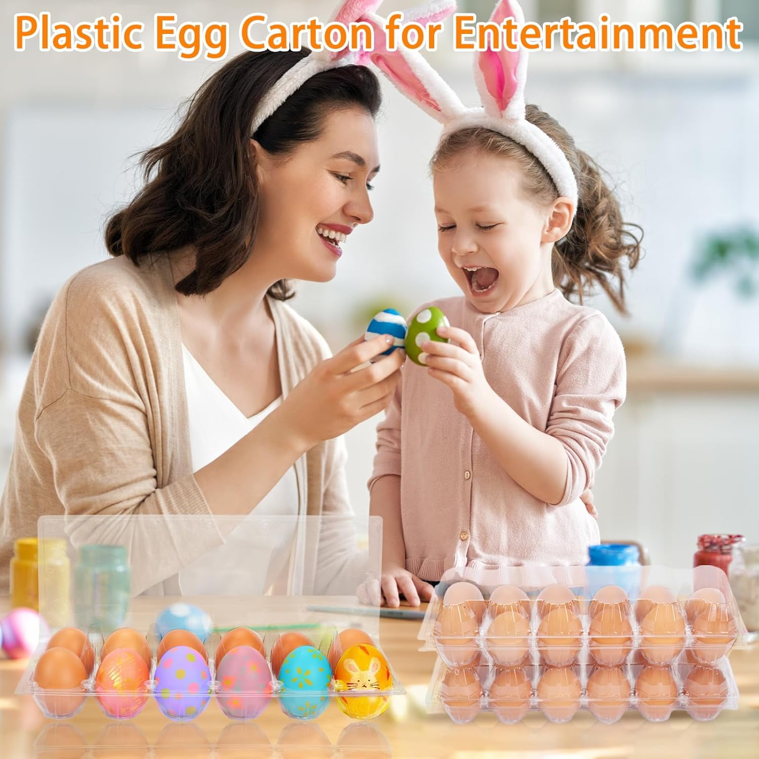 Bulk 120 Pack Egg Cartons, 12 Count Empty Egg Trays for Home Farm or Market Display, 2x6 Grid Design