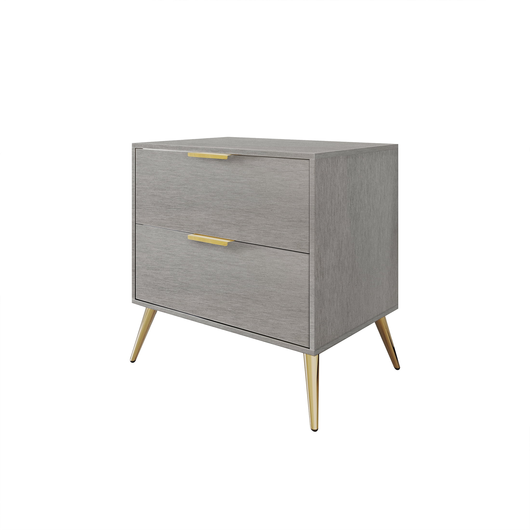 Castle Place Glam 2 Drawers Wooden Nightstand, Silver