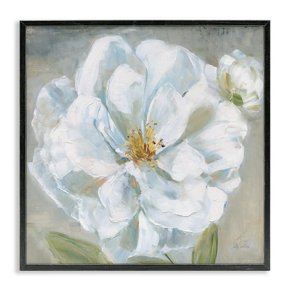 Stupell Industries Curling White Flower Petals Plants & Flowers Painting Black Framed Art Print Wall Art, 12 x 12