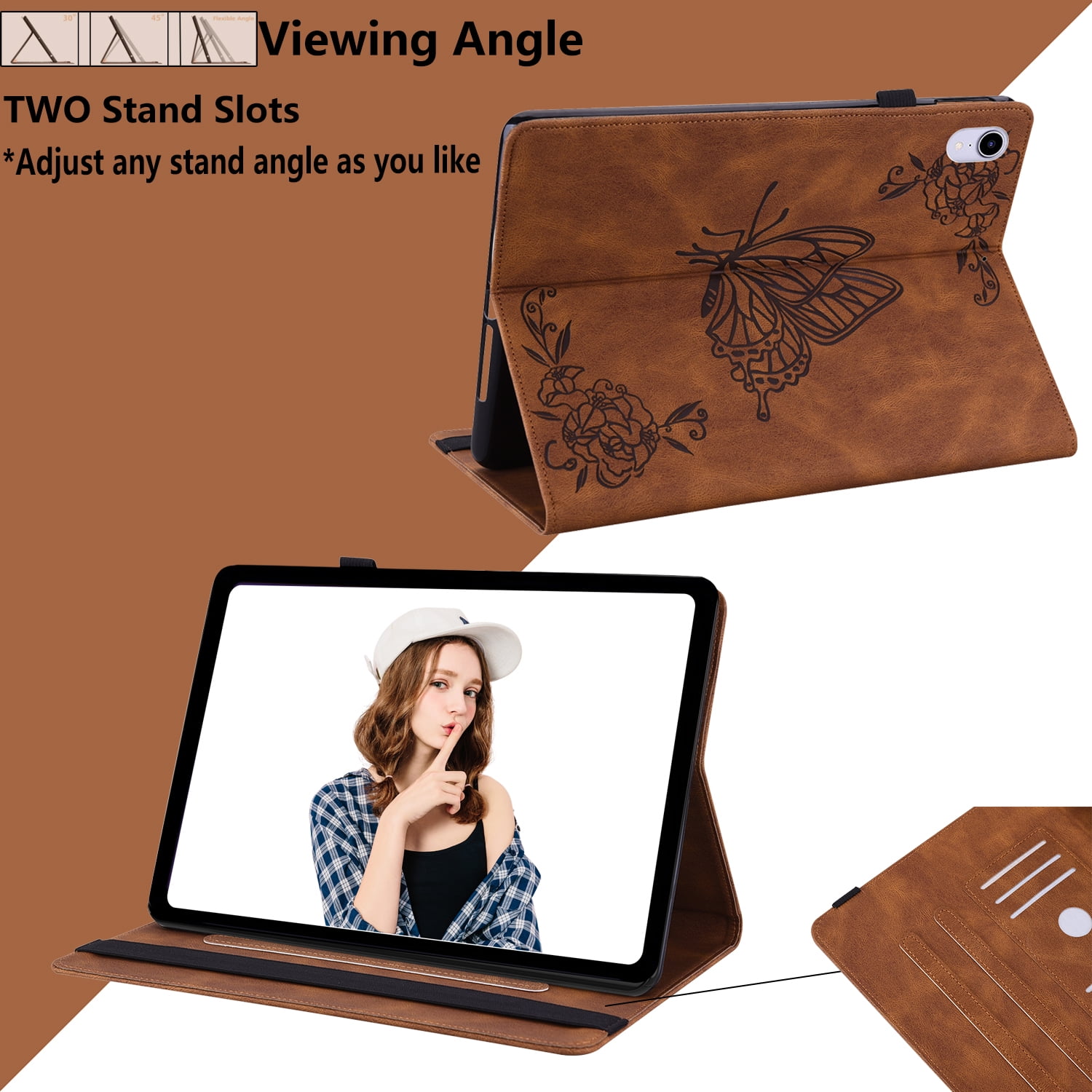 Allytech iPad Pro 11 Case (1st/2nd/2rd Gen), iPad Pro 11 2021 Case, Premium PU Leather Slim Multi Angle Stand Shockproof Pencil Holder Protection TPU Back Cover Case for Apple iPad Pro 11-inch,Brown