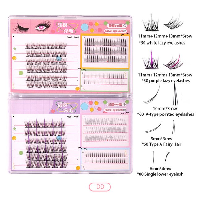 Maquillaje Pestañas individuales Efecto 3D Fernando Wisps Extensión de pestañas Wispy DIY Desordenado Manga suave para Cosplay Escenario gris violeta