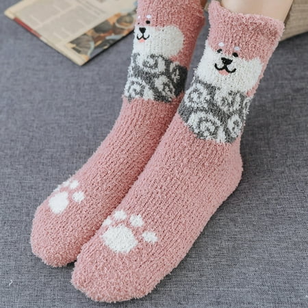 

Happy Date Women Warm Super Soft Plush Slipper Sock Winter Fluffy Microfiber Crew Socks Casual Home Sleeping Fuzzy Cozy Sock