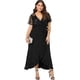 thumbnail image 4 of Vestido maxi con cintura imperio de talla grande Vestidos lisos semitransparentes divididos con volantes Adepaton WRMH-224-4, 4 of 5