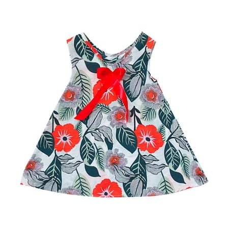 

Toddler Girls Dress Sleeveless A Line Short Dress Floral Print Navy 110