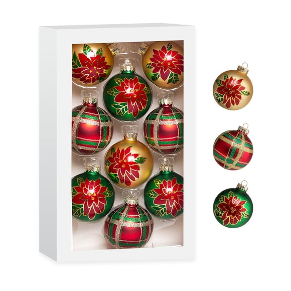 Juego de bolas de cristal navideñas Amooca de 6,7 cm, 9 piezas