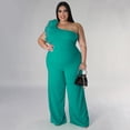 thumbnail image 2 of AURA Women Plus Size One Shoulder Jumpsuit Wide Leg High Waist Casual Outfit Summer Elegant Romper, 2 of 6