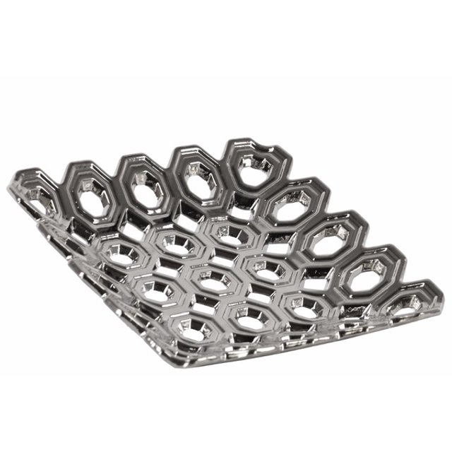 Plateau Concave Carré à Motifs en Céramique, Argent Chromé