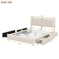 thumbnail image 7 of Queen Bed Frame with LED Headboard, Upholstered Bed with 4 Storage Drawers and USB Ports, Beige, 7 of 7