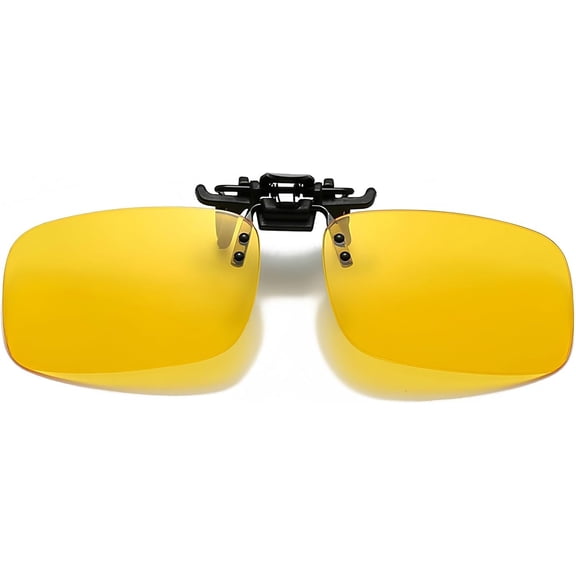 Clip On Night Driving Glasses , Clip On Anti Glare Night Driving over Glass for Men Women Yellow Polarised HD Vision UV400 Sunglasses