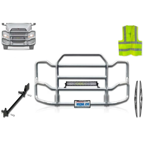 Kozak Front Grille Deer Moose Brush Bumper Guard Large Compatible with International LT LT625 (plastic bumper)