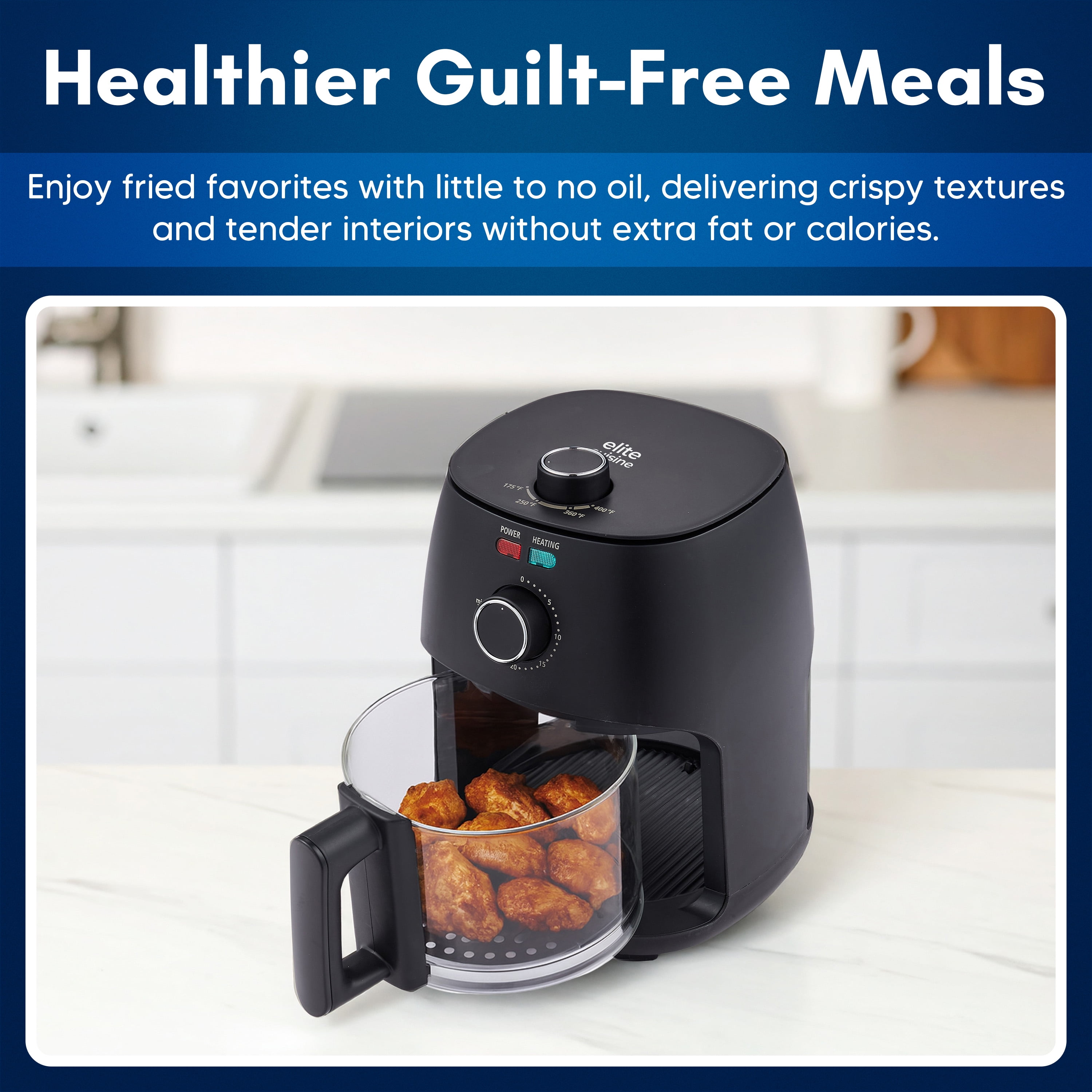 Elite Gourmet EAFL2500 2.3L Glass Air Fryer