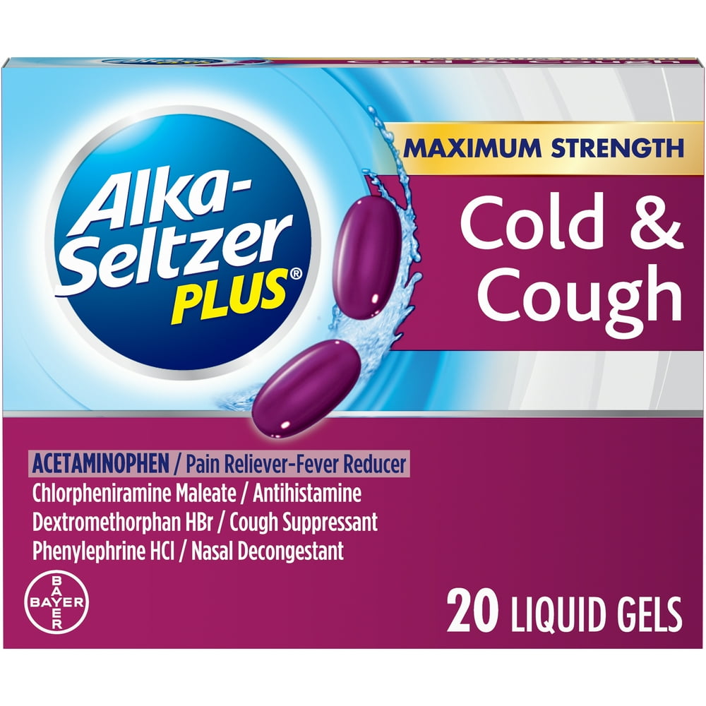 AlkaSeltzer Plus Maximum Strength Cold & Cough Liquid Gels, 20 ct