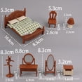 thumbnail image 3 of Wooden Dollhouse Furniture 1/12 Scale,Dollhouse Bedroom Furniture include Dollhouse Bed & Dressing Table & Wardrobe (Classical Miniature Furniture 6pcs), 3 of 6