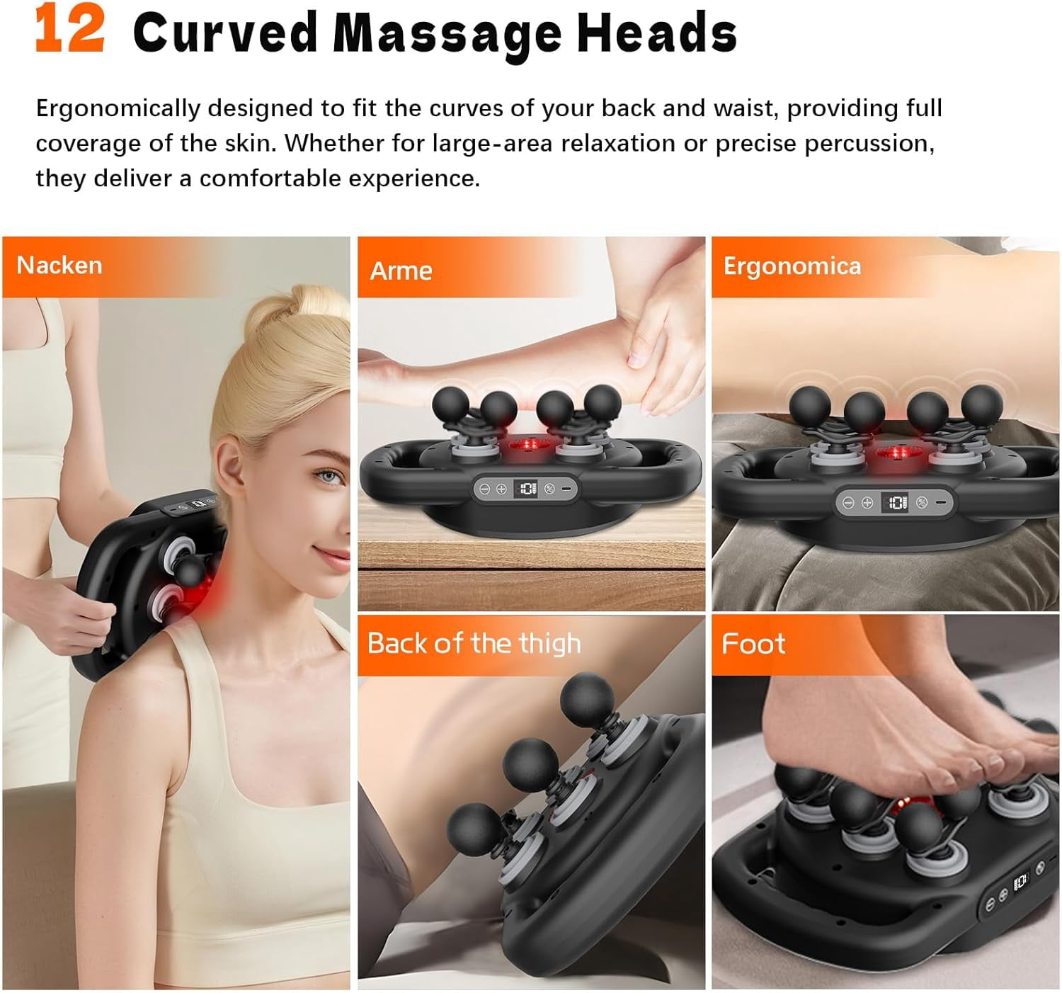 12-Head Deep Tissue Massage Gun Set with 9 Modes for Muscle Pain Relief and Recovery