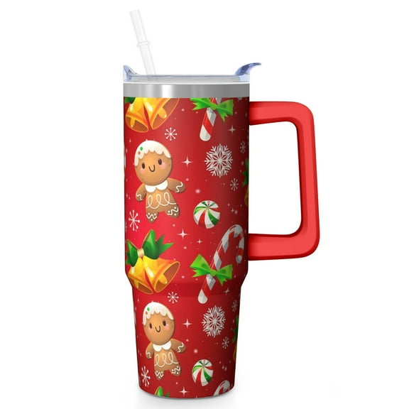 30 oz Winter Wonderland Christmas Tumbler with Handle and Straw, Stainless Steel Cup 30 oz, Leak Proof Holiday Mug, Gifts for Women