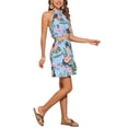 thumbnail image 4 of INSPIRAR CHIC Conjuntos de 2 Piezas para Mujeres Top Corto de Cuello Halter Floral con Falda Corta Set S Azul, 4 of 4