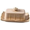 thumbnail image 2 of Fiocias Ceramic Butter Dish Butter Container Tableware Birthday Gifts Dessert Cake Plate Khaki, 2 of 9