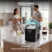 EUHOMY Countertop Nugget Ice Maker, 33Lbs/24H, Ready in 5 Mins, Self-Cleaning Portable Ice Machine, Black