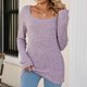 thumbnail image 4 of Puntoco Blusa regular sólida de manga larga con cuello cuadrado sexy de invierno para mujer Puntoco Puntoco-591, 4 of 5