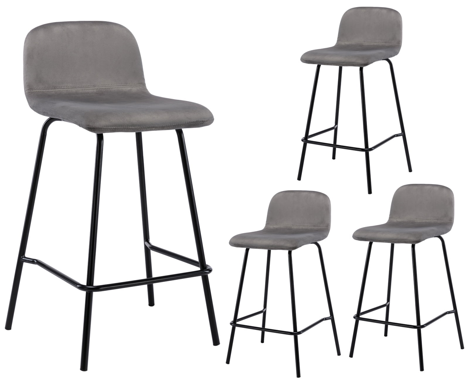 Guyou Velvet Bar Stools Set of 4, 26" Counter Height Bar Stool Modern
