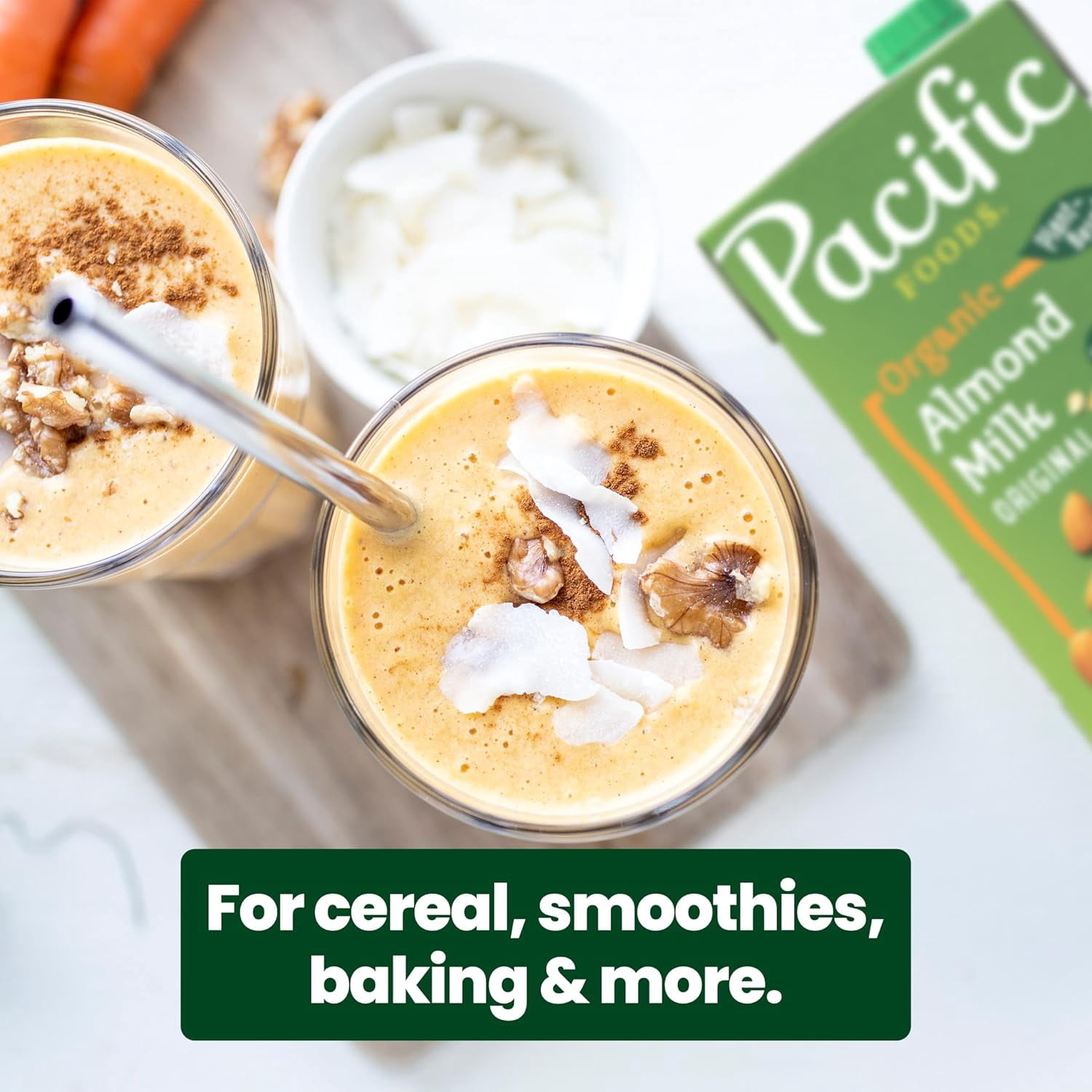 Pack of 12, Pacific Foods Original Organic Almond Milk, 32 fl oz