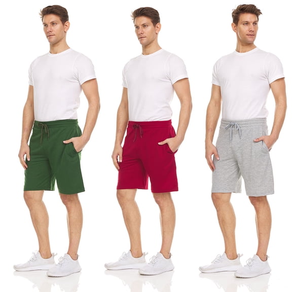 3-Pack Premium Men’s French Terry Sleep Shorts-Athletic Activewear Short With Pockets- Sweat Shorts For Sports, Gym, Workouts