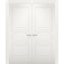 Solid French Double Doors 72 x 96 inches / Mela 7001 Matte White / Wood Solid Panel Frame / Closet Bedroom Modern Doors