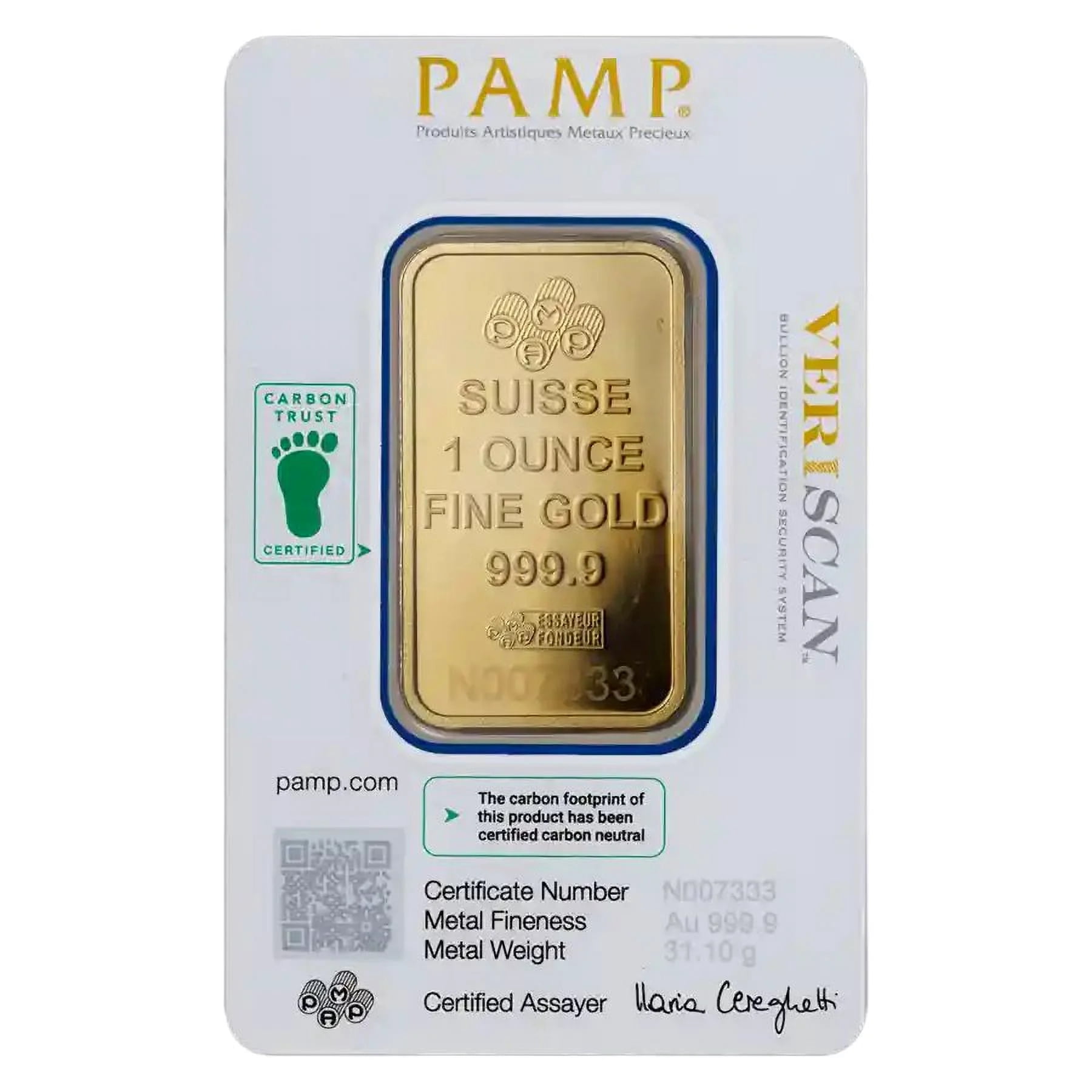 Pamp Suisse 1 oz Gold Bar - Lady Fortuna 0.9999 Fine Gold