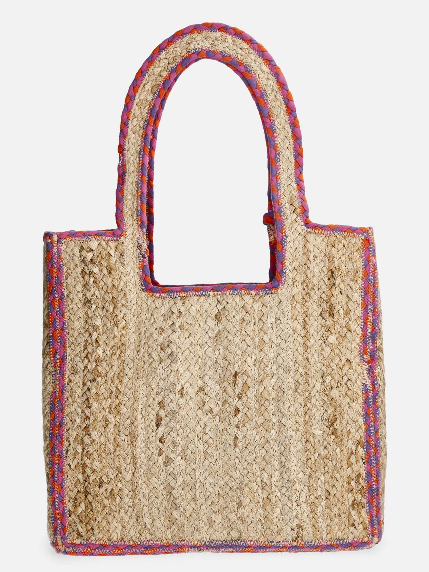 No Boundaries Women's Jute Tote, Pink