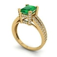 thumbnail image 2 of 2.45 ct Emerald Cut Simulated Emerald Solitaire with Simulated Diamond Accents 18K Yellow Gold Womens Engagement Ring, 2 of 5
