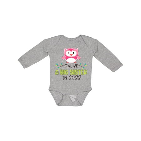 

Inktastic Owl Be a Big SIster in 2023 Gift Baby Girl Long Sleeve Bodysuit