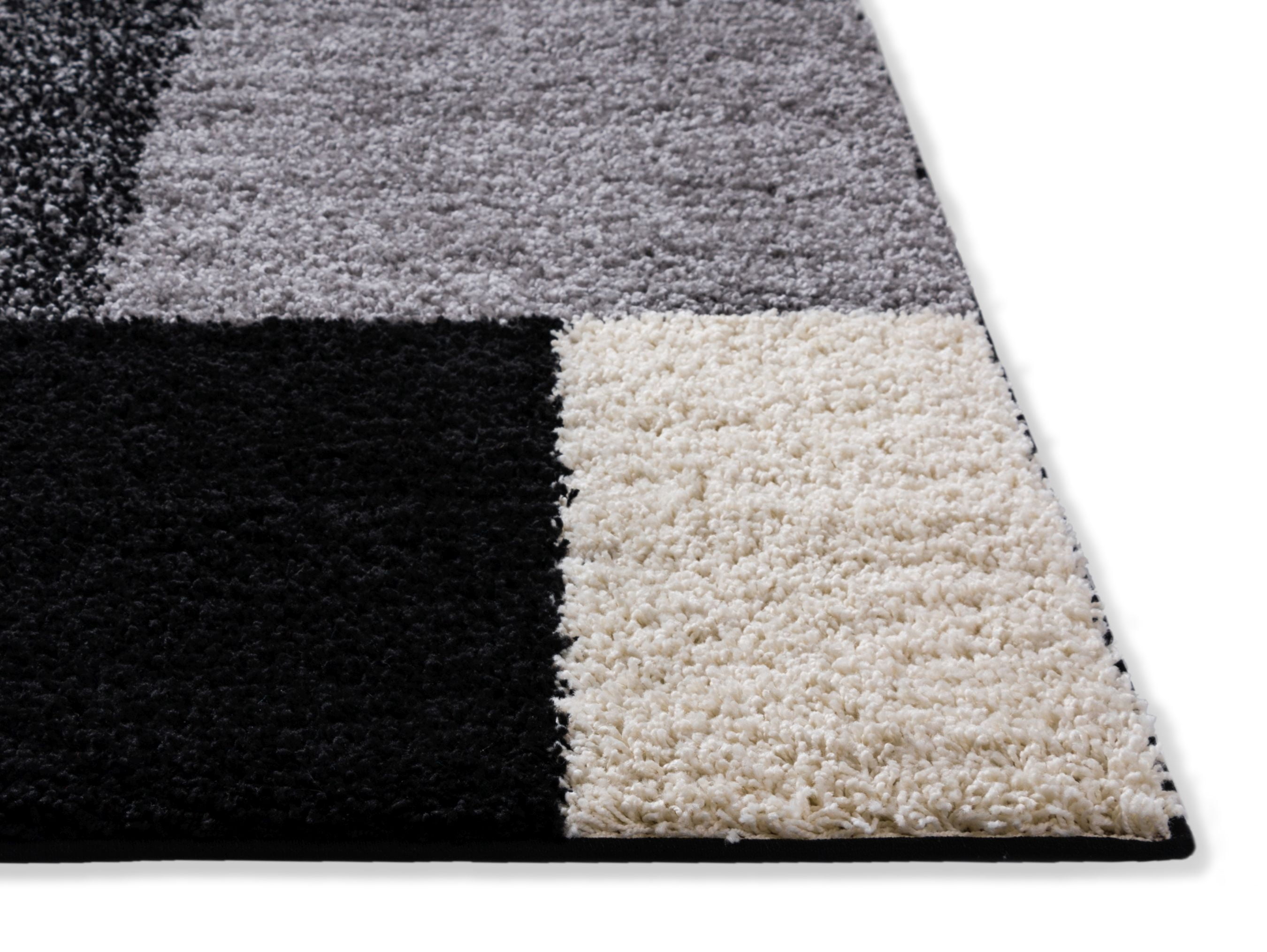 Well Woven Madison Basics Shag 2’7” x 9’10” Runner – Cubes in Black, Ultra‑Soft 2” Pile, Stain‑Resistant & Easy‑Clean