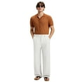 thumbnail image 3 of FEDTOSING Mens Linen Casual Dress Pants Old Money Pleated Baggy Slacks Wide Leg Relaxed Fit Trousers, 3 of 7
