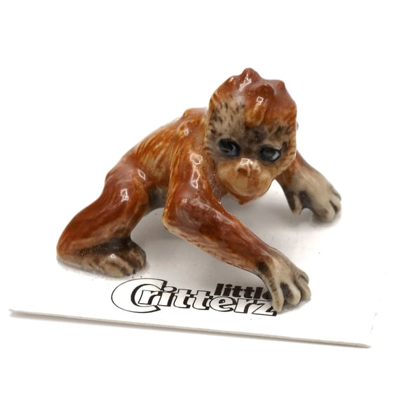 Little Critterz Brown Orangutan Baby "Liberty" - miniature porcelain figurine