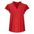 thumbnail image 6 of SELONE Dressy Tops for Women Plus Size Short Sleeve Tops Blouses Regular Fit T Shirts Pullover Tees Tops Solid T-Shirts V Neck Tops Casual Blouses Easy Care Soft Breathable Pullover Tops Red M, 6 of 8