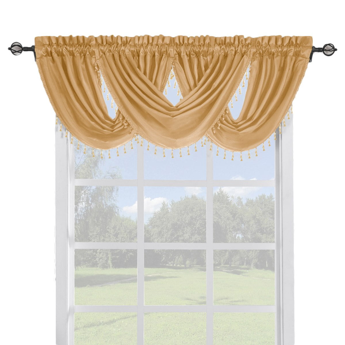 Single Soho Faux Silk Waterfall Window Valance Gold 57x37
