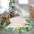 thumbnail image 3 of Monstera Leaves Round Area Rug 3.3Ft Washable Circle Rugs for Dining Room Table, Green Yellow Botanical Palm Leaf Summer Beige Non-Slip Carpet Floor Mats Indoor Outdoor Carpet Runner Home Decor, 3 of 8