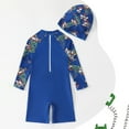 thumbnail image 5 of Baby Boy Swimsuit Boys' Swimwear1 Piece Zipper Bathing Suit Toddler Sun Rash Guard Short Sleeve Dinosaur Surfing Suit Upf 50+ Bathing Suits for Teens Blue 6 Years-7 Years, 5 of 7