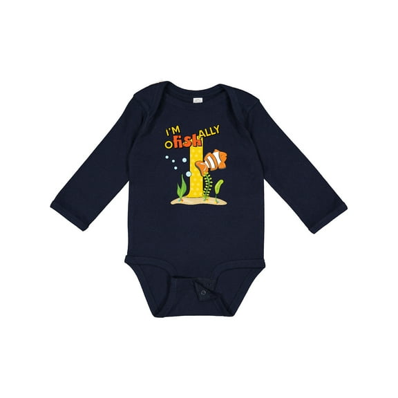 Inktastic I'm O-fish-ally One Cute Clownfish First Birthday Boys or Girls Long Sleeve Baby Bodysuit